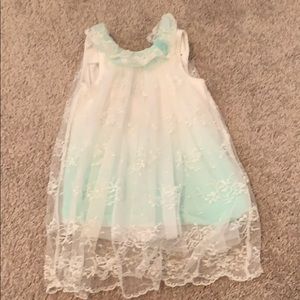 Mint and white lace dress